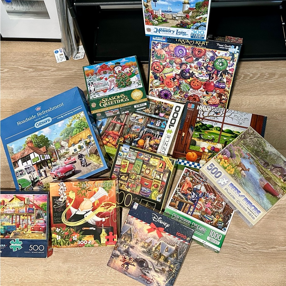 Colorful Jigsaw Puzzle Assortment EUC